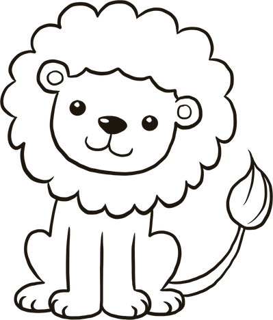 lion cartoon animal cute kawaii doodle coloring page drawing
